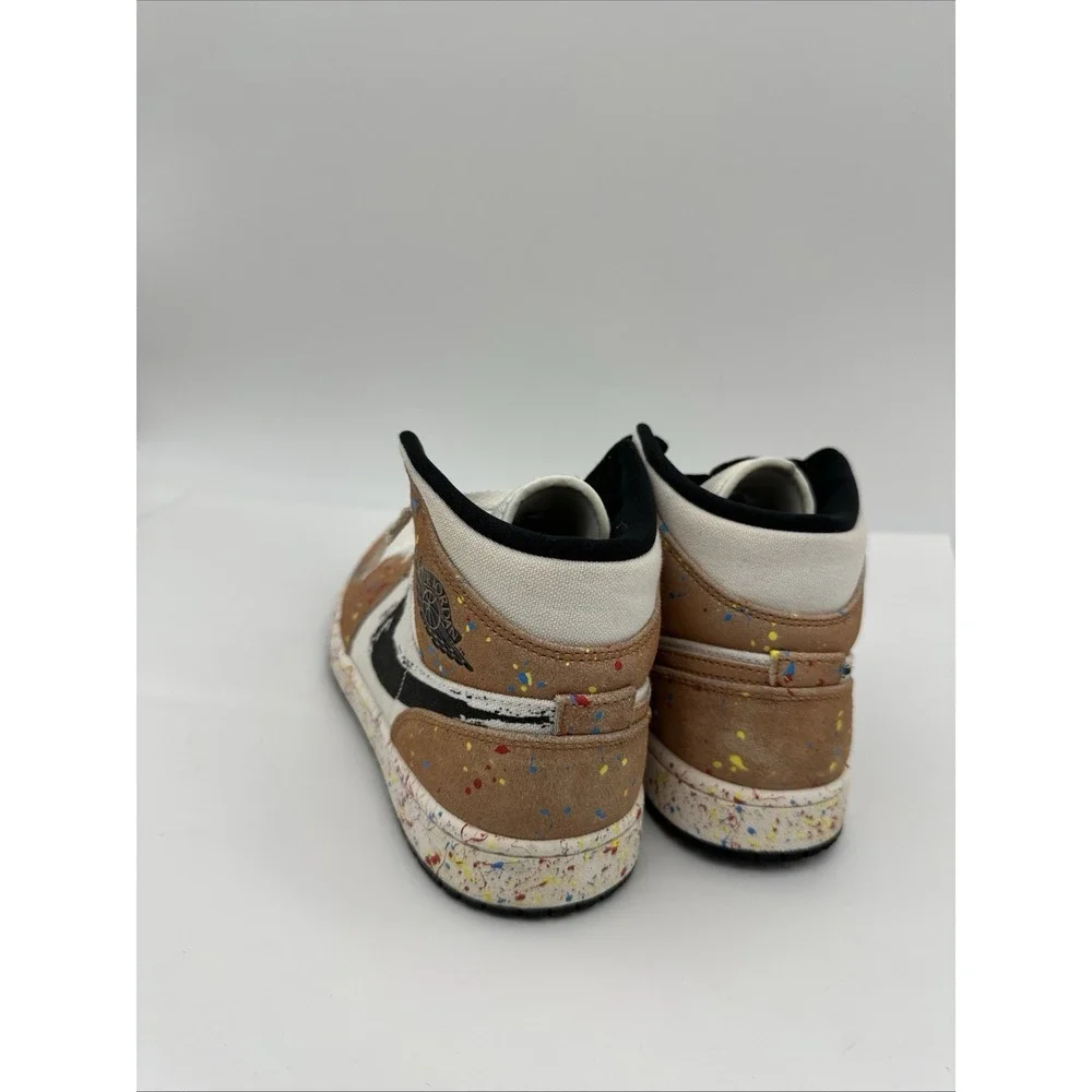 Air Jordan 1 Mid SE 'Brushstroke Paint Splatter DA8005 100 SZ 7.5 EUC